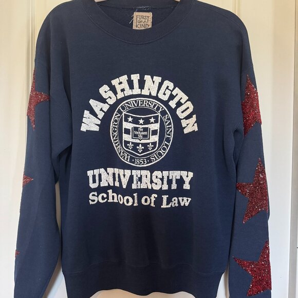 Washington University Vintage sweatshirt embellished with Red Glitter Stars - Picture 1 of 9